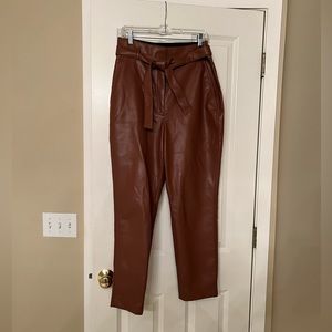 Aritzia Wilfred Tie Front Pants in Leather